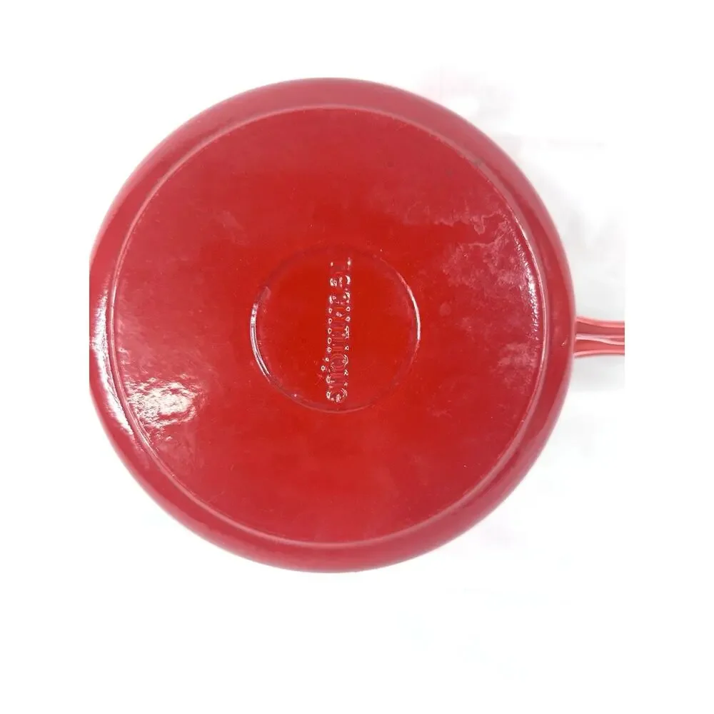 Technique Enameled Cast Iron Sauce Pan Vintage Red Orange MCM
